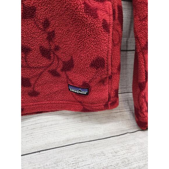 Vintage Patagonia Synchilla Fleece Pullover 1/4 Zip Size MED Floral Design Red - Picture 3 of 10